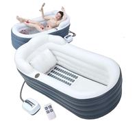 GAOCUNBING Alfombrilla de baño inflable para bañera y jacuzzi, antideslizante, portátil, para adultos, plegable, para masaje, jacuzzi para máquina de baño con control remoto y bomba de aire, 168 x 76