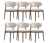 GAOCUNBING Dining Chairs, Solid Wood Dining Chairs with Linen Cushion and Curved Backrest,Upholstered Kitchen Chairs for Living Bedroom Restaurant 6 piezas