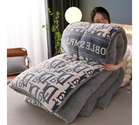 GAOCUNBING Edredón grueso de cordero de invierno, súper suave y esponjoso, cálido edredón de cordero lavable a máquina, manta de forro polar acolchado de terciopelo de doble cara para cama H, 150 x