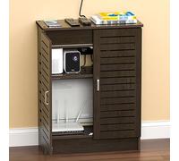 GAOCUNBING Estante de gabinete con cubierta de radiador, armario de almacenamiento para enrutador, módem, organizador de gestión de cables para dormitorio, sala de estar, nogal, 80 x 70 x 30 cm
