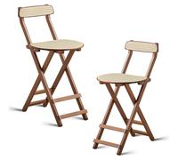 GAOCUNBING Silla plegable de bambú con respaldo, sillas de comedor de ratán, silla alta plegable, capacidad de 220 libras, taburete de bar portátil que ahorra espacio, para muebles de cocina, nogal