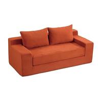 GAOCUNBING Sofá cama plegable de pana, silla convertible con colchón plegable con soporte para la espalda, cómodo sofá de suelo para sala de estar y dormitorio, color naranja, 180 cm