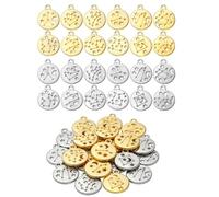Gaodercha 48 dijes de doce constelaciones colgantes de astrología, colgantes huecos del zodiaco de aleación redonda de oro y plata para hacer joyas y manualidades