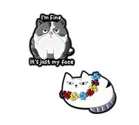 Gaodercha Juego de 2 pines de gato de dibujos animados, divertidos broches de solapa de gato negro, pines esmaltados para suéter, sombrero, bufanda, vestidos, trajes, jeans, insignia, mochila