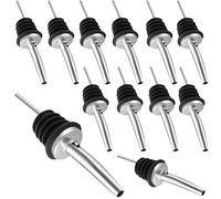 gaoduanluoluo 12 Piezas Vertedor de Botellas, Tapón Dosificador Aceite, Vertedor Dosificador de Acero Inoxidable, Taper Vertedores Aceite para Bar, Bistro, Cocina (Negro)