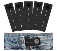 gaoduanluoluo 5 Piezas Extensor de Cintura Elástico, Extensores de Botones Ajustables, Extensiones de Pantalones para Pantalones y Falda Hombre y Mujer (Negro)