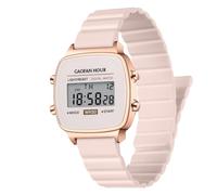 GAOFAN HOUR Reloj deportivo digital impermeable para mujer con alarma, calendario, cronómetro, cronógrafo, caja cuadrada clásica, Rosa