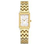GAOFAN HOUR Relojes dorados para mujer con caja rectangular vintage, esfera romana blanca, correa de acero inoxidable, herramienta de ajuste incluida, resistente al agua, blanco-dorado