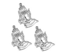 GAOFESA 3 colgantes religiosos de acero inoxidable con forma de mano para rezar, componentes de collar para amantes de las manualidades