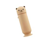 GAOFESA Estuche de silicona con ventosa, soporte para bolígrafos de oso de dibujos animados, gran capacidad para escuela, oficina y uso doméstico, estuche de gran capacidad con ventosa, Brown