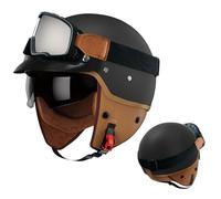 GAOFZHAO Casco de Motocicleta Retro de Media Carcasa con Gafas Protectoras y Forro extraíble con homologación ECE/Dot for Adultos, Hombres y Mujeres.(M)