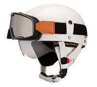 GAOFZHAO Casco de Motocicleta Vintage de Cuero de Media Carcasa con certificación Dot/ECE y Gafas con Hebilla de liberación rápida, Jet de Media Carcasa for Adultos, Motocicleta Cruiser(A73,M)