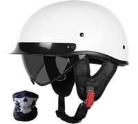 GAOFZHAO Casco Semicabezal Moto Retro Alemán, Certificado ECE Casque Abierto con Protector Solar, Unisex Adulto para Mopedes, Scooters, Motos Callejeras(3,M 57~58CM)