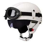 GAOFZHAO Casco Semicabezal Scooter Moto De Cuero Retro De Estilo Alemán - Ligero Y Retro De Cara Abierta, Adulto Unisex, Certificado ECE, Material ABS - Sirve para Mopeds Cruisers(18,S=54-55CM)