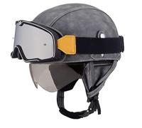 GAOFZHAO Casco Semicabezal Scooter Moto De Cuero Retro De Estilo Alemán - Ligero Y Retro De Cara Abierta, Adulto Unisex, Certificado ECE, Material ABS - Sirve para Mopeds Cruisers(82,XL=59-60CM)