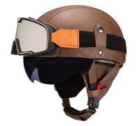 GAOFZHAO Casco Semicabezal Scooter Moto De Cuero Retro De Estilo Alemán - Ligero Y Retro De Cara Abierta, Adulto Unisex, Certificado ECE, Material ABS - Sirve para Mopeds Cruisers(81,M=56-57CM)