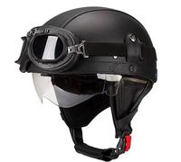 GAOFZHAO Casco Semicabezal Scooter Moto De Cuero Retro De Estilo Alemán - Ligero Y Retro De Cara Abierta, Adulto Unisex, Certificado ECE, Material ABS - Sirve para Mopeds Cruisers(15,M=56-57CM)