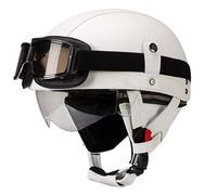 GAOFZHAO Casco Semicabezal Scooter Moto De Cuero Retro De Estilo Alemán - Ligero Y Retro De Cara Abierta, Adulto Unisex, Certificado ECE, Material ABS - Sirve para Mopeds Cruisers(60,L=58-59CM)