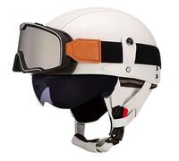 GAOFZHAO Casco Semicabezal Scooter Moto De Cuero Retro De Estilo Alemán - Ligero Y Retro De Cara Abierta, Adulto Unisex, Certificado ECE, Material ABS - Sirve para Mopeds Cruisers(75,L=58-59CM)