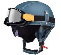 GAOFZHAO Casco Semicabezal Scooter Moto De Cuero Retro De Estilo Alemán - Ligero Y Retro De Cara Abierta, Adulto Unisex, Certificado ECE, Material ABS - Sirve para Mopeds Cruisers(84,S=54-55CM)