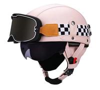 GAOFZHAO Casco Semicabezal Scooter Moto De Cuero Retro De Estilo Alemán - Ligero Y Retro De Cara Abierta, Adulto Unisex, Certificado ECE, Material ABS - Sirve para Mopeds Cruisers(93,M=56-57CM)