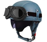 GAOFZHAO Casco Semicabezal Scooter Moto De Cuero Retro De Estilo Alemán - Ligero Y Retro De Cara Abierta, Adulto Unisex, Certificado ECE, Material ABS - Sirve para Mopeds Cruisers(27,S=54-55CM)