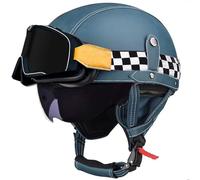 GAOFZHAO Casco Semicabezal Scooter Moto De Cuero Retro De Estilo Alemán - Ligero Y Retro De Cara Abierta, Adulto Unisex, Certificado ECE, Material ABS - Sirve para Mopeds Cruisers(98,XL=59-60CM)