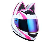 GAOFZHAO Cascos integrales de Moto con Orejas de Gato y Viseras homologados por la ECE for Adultos, Hombres, Mujeres, Motocross, ciclomotores y Scooters de Cuatro Estaciones.(A11,XL)