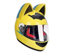 GAOFZHAO Cascos integrales de Moto con Orejas de Gato y Viseras homologados por la ECE for Adultos, Hombres, Mujeres, Motocross, ciclomotores y Scooters de Cuatro Estaciones.(A38,L)