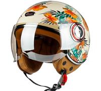 GAOFZHAO Cascos Jet de Moto Vintage Casco Abierto Casco de Scooter Vintage for Mujeres Hombres Certificado ECE 22.06 Medio Casco eléctrico Retro con Visera Casco Jet for Cruceros(F,L(57~58cm))