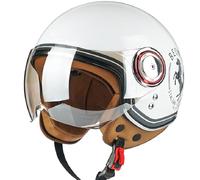 GAOFZHAO Cascos Jet de Moto Vintage Casco Abierto Casco de Scooter Vintage for Mujeres Hombres Certificado ECE 22.06 Medio Casco eléctrico Retro con Visera Casco Jet for Cruceros(J,XL(59~60cm))