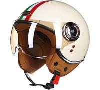 GAOFZHAO Cascos Jet de Moto Vintage Casco Abierto Casco de Scooter Vintage for Mujeres Hombres Certificado ECE 22.06 Medio Casco eléctrico Retro con Visera Casco Jet for Cruceros(E,L(57~58cm))