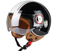 GAOFZHAO Cascos Jet de Moto Vintage Casco Abierto Casco de Scooter Vintage for Mujeres Hombres Certificado ECE 22.06 Medio Casco eléctrico Retro con Visera Casco Jet for Cruceros(D,XL(59~60cm))