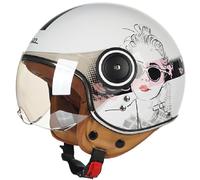 GAOFZHAO Cascos Jet de Moto Vintage Casco Abierto Casco de Scooter Vintage for Mujeres Hombres Certificado ECE 22.06 Medio Casco eléctrico Retro con Visera Casco Jet for Cruceros(N,M(54~56cm))