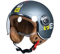 GAOFZHAO Cascos Jet de Moto Vintage Casco Abierto Casco de Scooter Vintage for Mujeres Hombres Certificado ECE 22.06 Medio Casco eléctrico Retro con Visera Casco Jet for Cruceros(H,L(57~58cm))