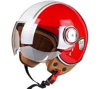 GAOFZHAO Cascos Jet de Moto Vintage Casco Abierto Casco de Scooter Vintage for Mujeres Hombres Certificado ECE 22.06 Medio Casco eléctrico Retro con Visera Casco Jet for Cruceros(B,M(54~56cm))
