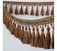 GAOGaoxin 1 Meter Decorative Tassel Fringe Trim - Shiny Beaded Edge Lace Ribbon for Sewing, Curtains, Tablecloths & Home Decor(Dark Brown)