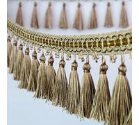 GAOGaoxin 1 Meter Decorative Tassel Fringe Trim - Shiny Beaded Edge Lace Ribbon for Sewing, Curtains, Tablecloths & Home Decor(Khaki)
