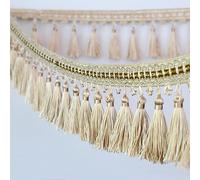 GAOGaoxin 1 Meter Decorative Tassel Fringe Trim - Shiny Beaded Edge Lace Ribbon for Sewing, Curtains, Tablecloths & Home Decor(Beige)