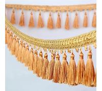 GAOGaoxin 1 Meter Decorative Tassel Fringe Trim - Shiny Beaded Edge Lace Ribbon for Sewing, Curtains, Tablecloths & Home Decor(Oranje)
