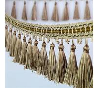 GAOGaoxin 1 Meter Polyester Tassel Fringe Trim - Elegant Beaded Decorative Trimming for DIY Crafts, Curtains, Sofa, and Table Decor(Khaki)