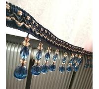 GAOGaoxin 12 Meters Crystal Beaded Lace Trim - Elegant Tassel Fringe, Durable Polyester Ribbon with Braided Beads(Blue Black)