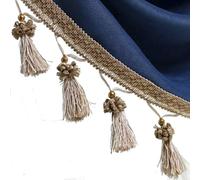 GAOGaoxin 12 Yards Elegant Beaded Tassel Fringe Trim - Braided Ball Ribbon for Curtains, Clothing & Decorative Sewing Supplies(Khaki)