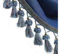 GAOGaoxin 12 Yards Elegant Beaded Tassel Fringe Trim - Braided Ball Ribbon for Curtains, Clothing & Decorative Sewing Supplies(Dark Blue)