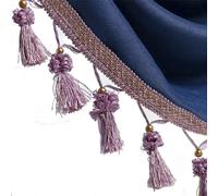 GAOGaoxin 12 Yards Elegant Beaded Tassel Fringe Trim - Braided Ball Ribbon for Curtains, Clothing & Decorative Sewing Supplies(Purple)