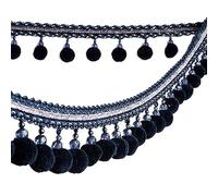 GAOGaoxin 2 Meters Pompom Fringe Trim - Durable Polyester Tassel Ribbon for DIY Upholstery, Curtains, and Sewing Projects(Royal Blue)