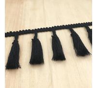 GAOGaoxin 25 Meters Elegant Tassel Fringe Trim - Premium Polyester Beaded Fringe for Curtains, Tablecloths, Piano Covers, and DIY Crafts(Black)