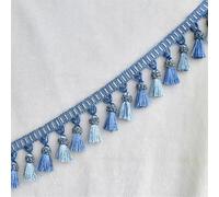 GAOGaoxin 3 Meters Elegant Tassel Fringe Trim - Premium Polyester Beaded Curtain Accessories for Home Decor, Sewing, and Tablecloths(BLU)