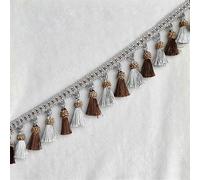 GAOGaoxin 3 Meters Elegant Tassel Fringe Trim - Premium Polyester Beaded Curtain Accessories for Home Decor, Sewing, and Tablecloths(Grijs)