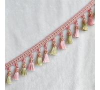 GAOGaoxin 3 Meters Elegant Tassel Fringe Trim - Premium Polyester Beaded Curtain Accessories for Home Decor, Sewing, and Tablecloths(Roze)